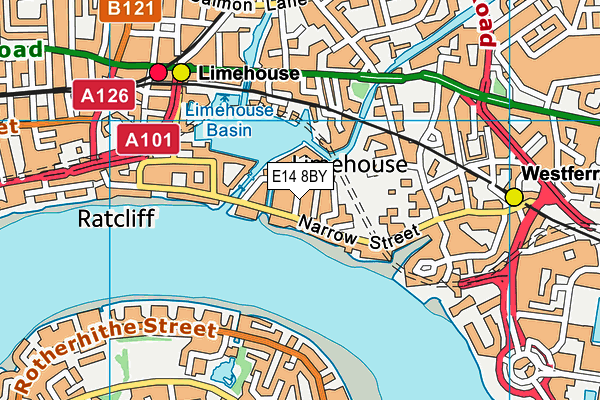 E14 8BY map - OS VectorMap District (Ordnance Survey)