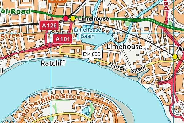 E14 8DD map - OS VectorMap District (Ordnance Survey)