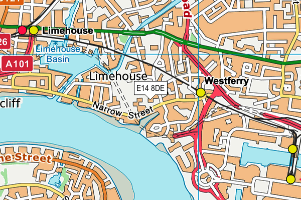 E14 8DE map - OS VectorMap District (Ordnance Survey)