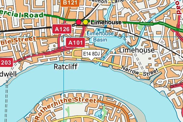 E14 8DJ map - OS VectorMap District (Ordnance Survey)