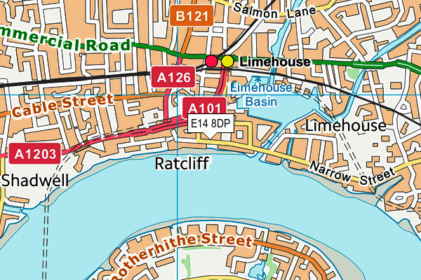 E14 8DP map - OS VectorMap District (Ordnance Survey)