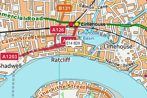 E14 8DX map - OS VectorMap District (Ordnance Survey)