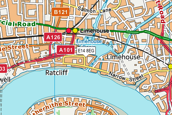 E14 8EG map - OS VectorMap District (Ordnance Survey)