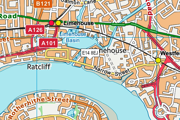 E14 8EJ map - OS VectorMap District (Ordnance Survey)