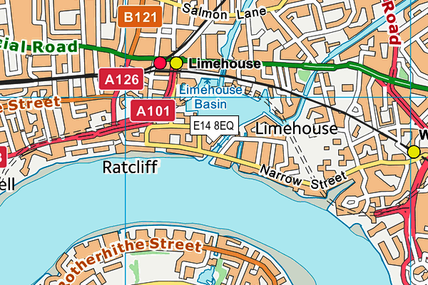 E14 8EQ map - OS VectorMap District (Ordnance Survey)