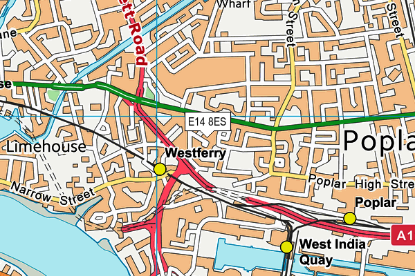 E14 8ES map - OS VectorMap District (Ordnance Survey)