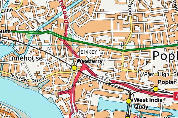 E14 8EY map - OS VectorMap District (Ordnance Survey)