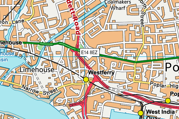 E14 8EZ map - OS VectorMap District (Ordnance Survey)