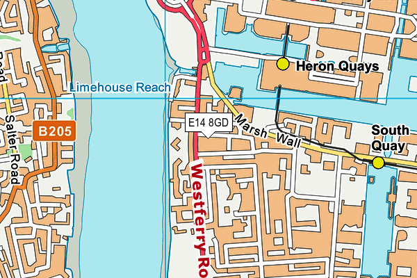 E14 8GD map - OS VectorMap District (Ordnance Survey)