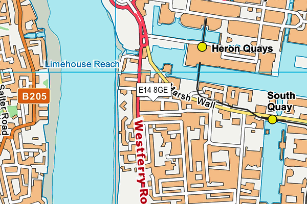 E14 8GE map - OS VectorMap District (Ordnance Survey)