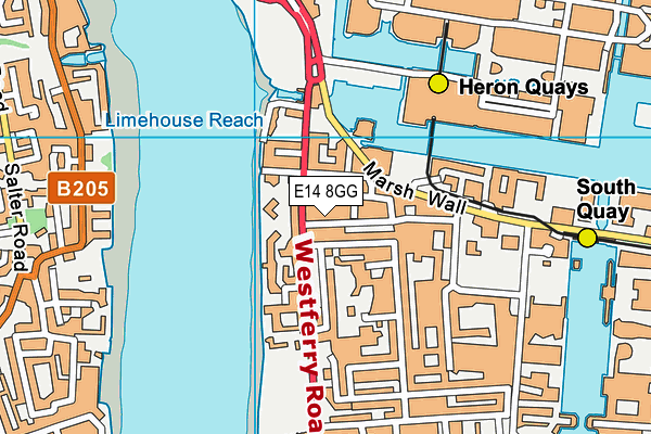 E14 8GG map - OS VectorMap District (Ordnance Survey)