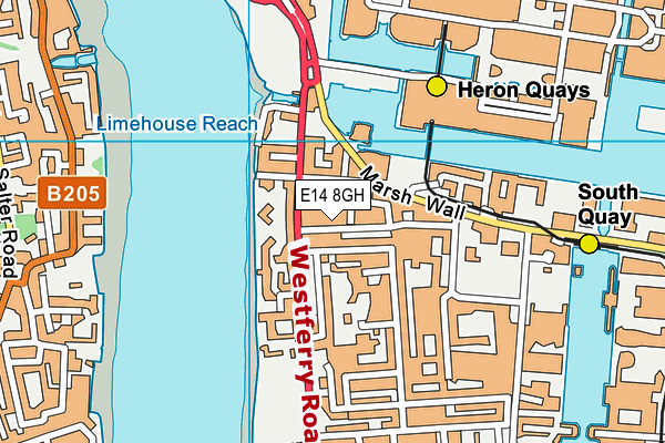 E14 8GH map - OS VectorMap District (Ordnance Survey)