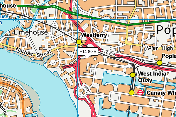 E14 8GR map - OS VectorMap District (Ordnance Survey)