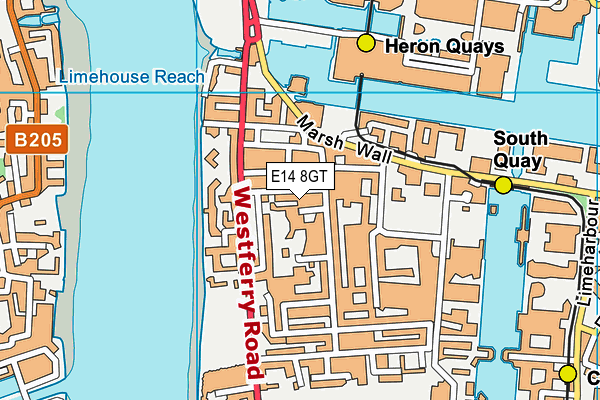 E14 8GT map - OS VectorMap District (Ordnance Survey)