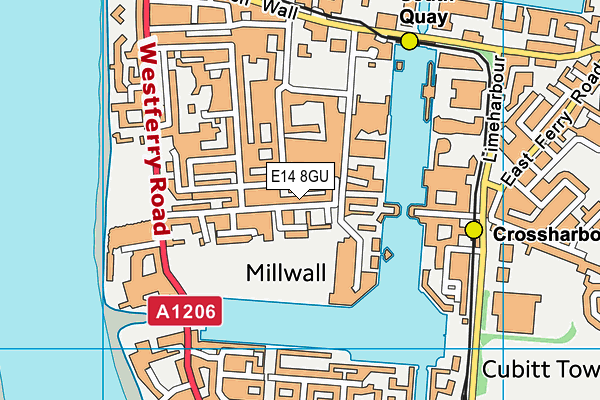 E14 8GU map - OS VectorMap District (Ordnance Survey)