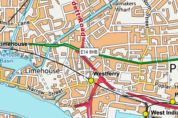 E14 8HB map - OS VectorMap District (Ordnance Survey)