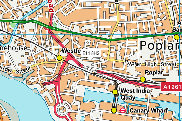 E14 8HS map - OS VectorMap District (Ordnance Survey)