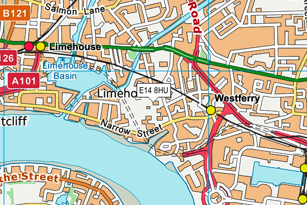 E14 8HU map - OS VectorMap District (Ordnance Survey)
