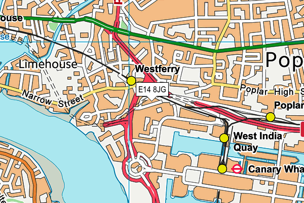 E14 8JG map - OS VectorMap District (Ordnance Survey)