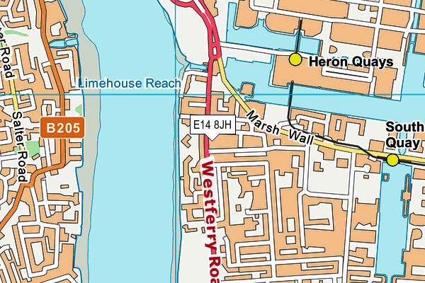 E14 8JH map - OS VectorMap District (Ordnance Survey)