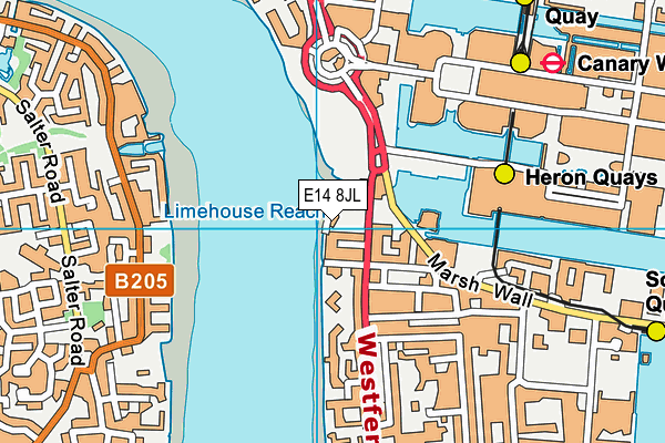 E14 8JL map - OS VectorMap District (Ordnance Survey)