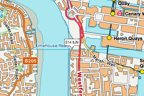 E14 8JN map - OS VectorMap District (Ordnance Survey)