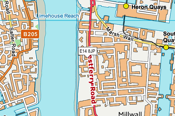 E14 8JP map - OS VectorMap District (Ordnance Survey)