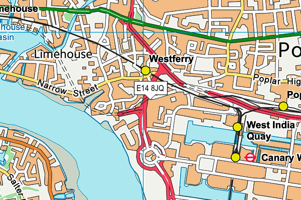 E14 8JQ map - OS VectorMap District (Ordnance Survey)