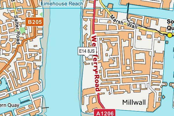 E14 8JS map - OS VectorMap District (Ordnance Survey)