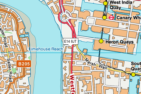 E14 8JT map - OS VectorMap District (Ordnance Survey)