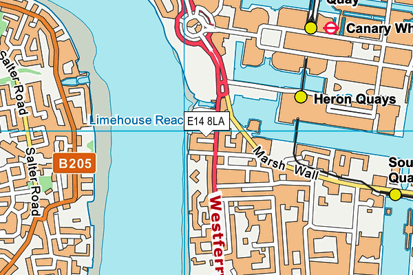 E14 8LA map - OS VectorMap District (Ordnance Survey)