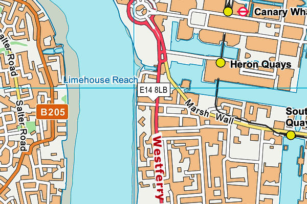 E14 8LB map - OS VectorMap District (Ordnance Survey)