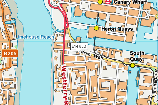 E14 8LD map - OS VectorMap District (Ordnance Survey)