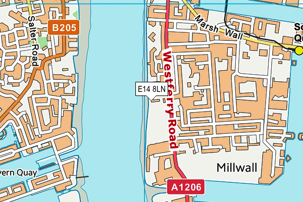E14 8LN map - OS VectorMap District (Ordnance Survey)
