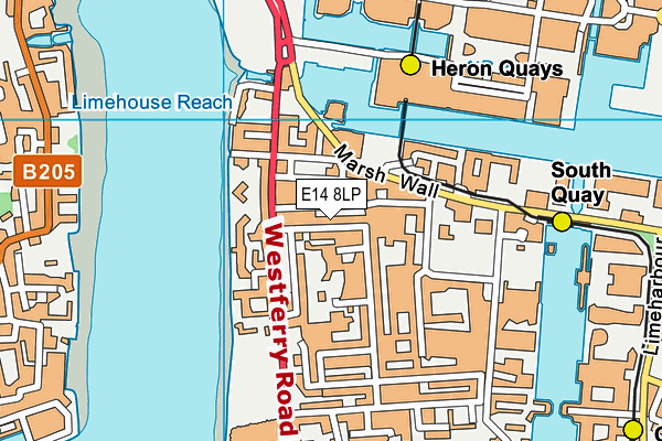 E14 8LP map - OS VectorMap District (Ordnance Survey)