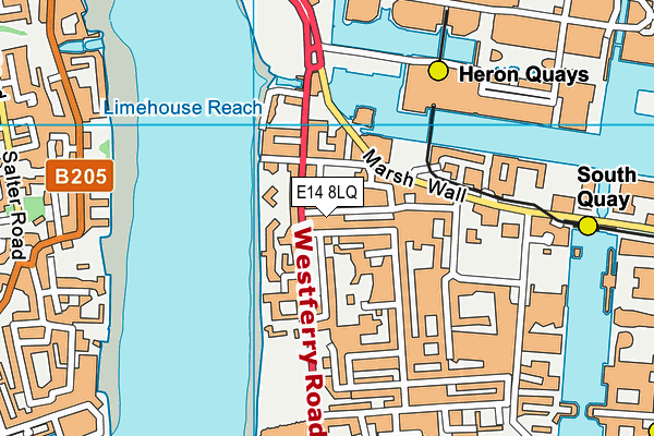 E14 8LQ map - OS VectorMap District (Ordnance Survey)