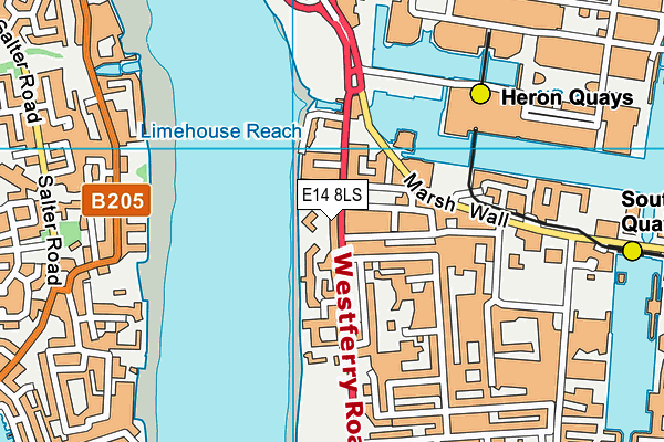 E14 8LS map - OS VectorMap District (Ordnance Survey)