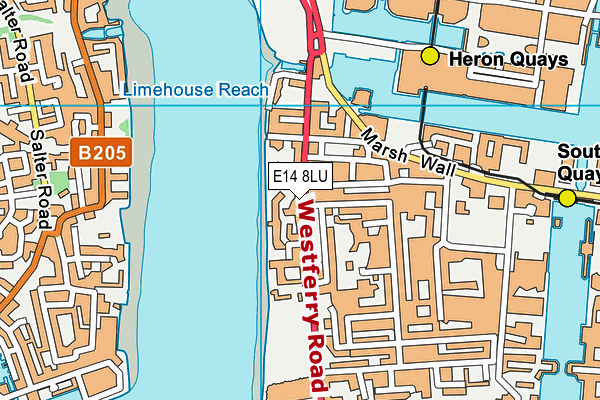 E14 8LU map - OS VectorMap District (Ordnance Survey)