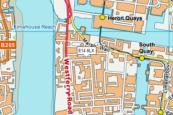 E14 8LX map - OS VectorMap District (Ordnance Survey)