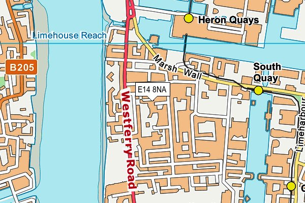 E14 8NA map - OS VectorMap District (Ordnance Survey)