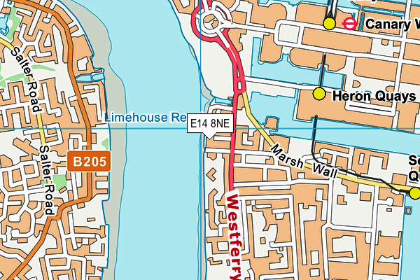E14 8NE map - OS VectorMap District (Ordnance Survey)