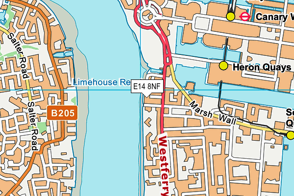 E14 8NF map - OS VectorMap District (Ordnance Survey)