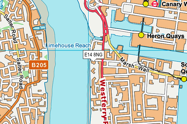 E14 8NG map - OS VectorMap District (Ordnance Survey)