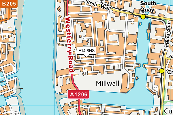 E14 8NS map - OS VectorMap District (Ordnance Survey)