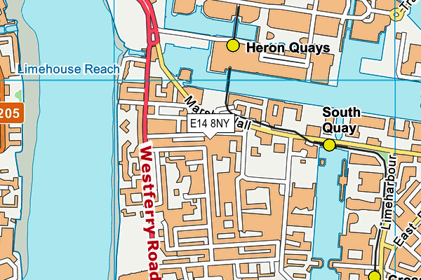E14 8NY map - OS VectorMap District (Ordnance Survey)