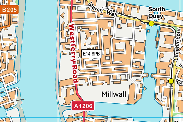 E14 8PB map - OS VectorMap District (Ordnance Survey)