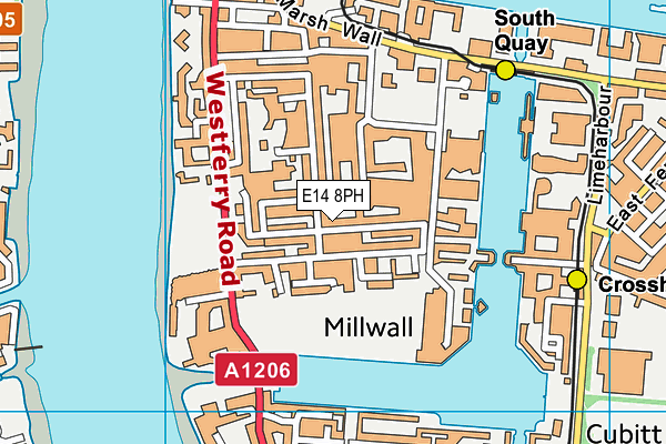 E14 8PH map - OS VectorMap District (Ordnance Survey)