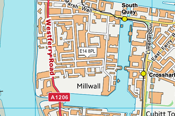 E14 8PL map - OS VectorMap District (Ordnance Survey)