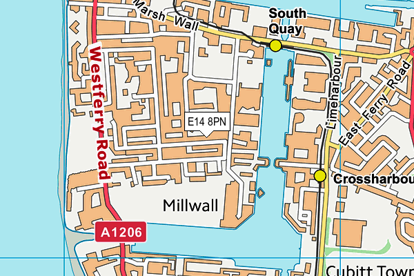 E14 8PN map - OS VectorMap District (Ordnance Survey)