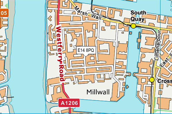 E14 8PQ map - OS VectorMap District (Ordnance Survey)